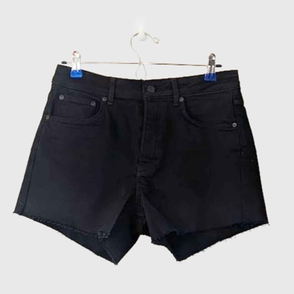 NEW Antonio Melani Bayleigh High Rise Black Denim Jean Button Fly Shorts 6